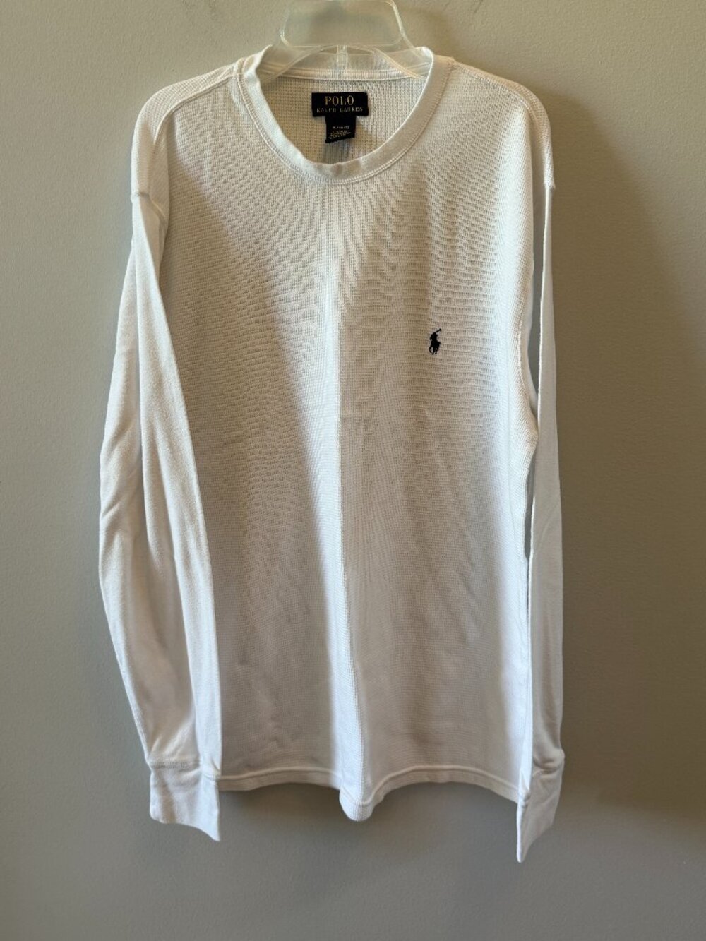 Polo Ralph Lauren Waffle-Knit Cotton Long Sleeve T-Shirt White Size XL